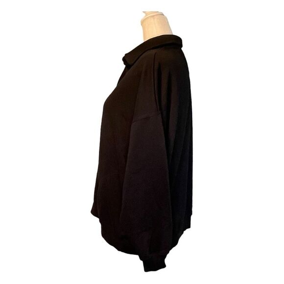 If It Were Me Johnny Collar Sweatshirt Black French Terry Knit Long Sleeve S - Picture 3 of 6